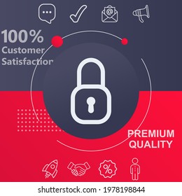 Lock icon. Customize your design with a navy and red colored background template
