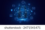 Lock icon. Cyber ​​security and data protection concepts and privacy. Innovative concept of advanced safety technology