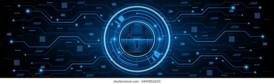 Lock icon. Cyber ​​security and data protection concepts and privacy. Innovative concept of advanced safety technology
