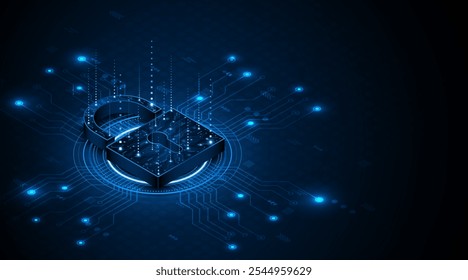 Icono de bloqueo. Conceptos de ​seguridad​cibernética y protección de datos y privacidad. Concepto innovador de tecnología de seguridad avanzada	