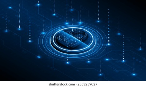 Ícone de bloqueio. ​ Cibersegurança e conceitos ​ proteção de dados e privacidade. Conceito inovador de tecnologia de segurança avançada	