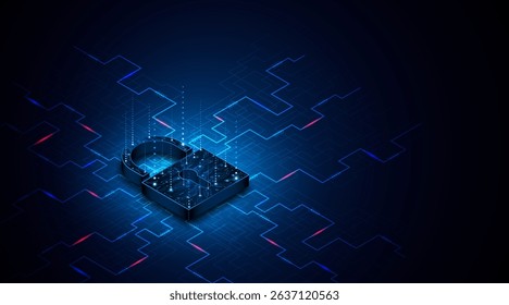 Lock icon. Cyber ​​security and data protection concepts and privacy. Innovative concept of advanced safety technology	