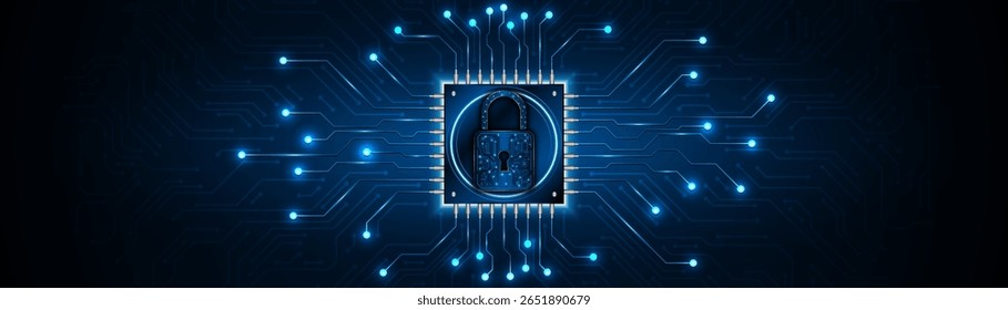 Lock icon. Cyber ​​security and data protection concepts and privacy. Innovative concept of advanced safety technology	