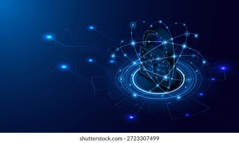 Lock icon. Cyber ​​security and data protection concepts and privacy. Innovative concept of advanced safety technology