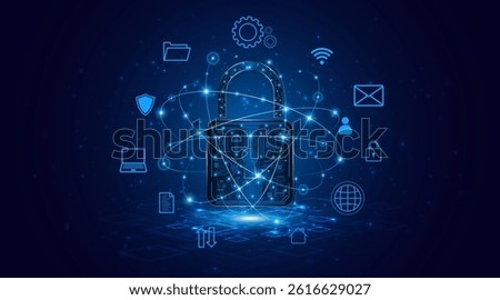 Lock icon. Cyber ​​security and data protection concepts and privacy. Innovative concept of advanced safety technology	