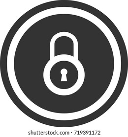 Lock icon . dark circle sign design