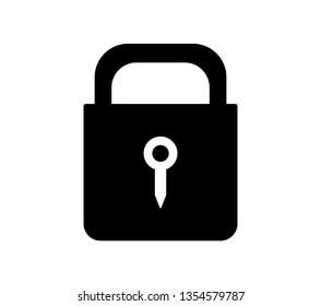 Lock icon design black and white vector 