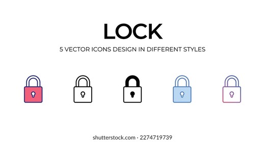 bloquear el diseño de iconos en el estilo Cinco con el paso editable. Línea, Sólido, Línea plana, Color de tono Duo y Línea de degradado de color. Adecuado para diseño de páginas Web, aplicaciones móviles, UI, UX y GUI.
