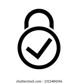 Lock icon design. Padlock with check mark symbol vector. Security Concept. Vector illustration
