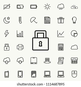 lock icon. Detailed set of minimalistic icons. Premium graphic design. One of the collection icons for websites, web design, mobile app on colored background