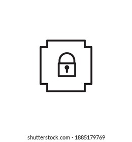 Lock Icon. Editable stroke flat icons. Simple thin line art logo. Web app button. Vector illustration.