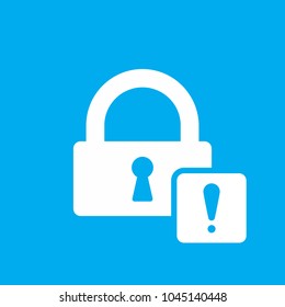 Lock icon with exclamation mark. Lock icon and alert, error, alarm, danger symbol. Vector icon