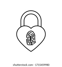 Sperrsymbol mit Fingerabdruck-Symbol. Symbol der schwarzen Vektorillustration für das Schloss. 