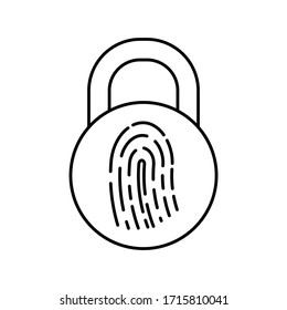 icono de bloqueo con icono de huella digital. símbolo vector negro de bloqueo. 