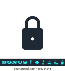 Lock icon flat. Black pictogram on white background. Vector illustration symbol and bonus button