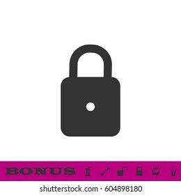 Lock icon flat. Black pictogram on white background. Vector illustration symbol and bonus button