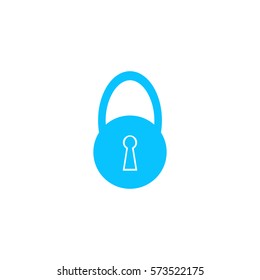 Lock icon flat. Blue pictogram on white background. Vector illustration symbol