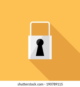 Lock icon. Flat design style modern vector illustration. Isolated on stylish color background. Flat long shadow icon. Elements in flat design.