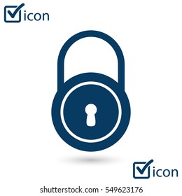 Lock icon.  Flat design style. Access to the user.