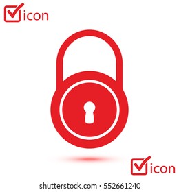 Lock icon.  Flat design style. Access to the user.