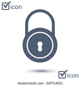 Lock icon.  Flat design style. Access to the user.
