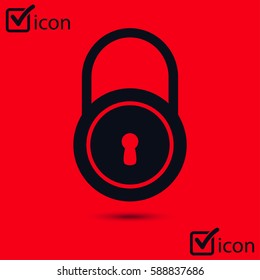 Lock icon.  Flat design style. Access to the user.