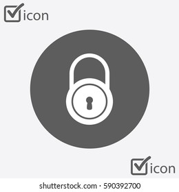 Lock icon.  Flat design style. Access to the user.
