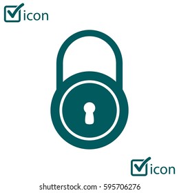 Lock icon.  Flat design style. Access to the user.