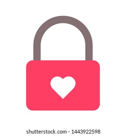 	
lock icon. flat illustration of lock vector icon for web and valentine