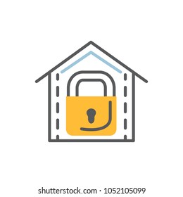 Lock icon flat and line modern vector  illustration over white.Safety concept.