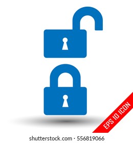 Lock icon. Flat logo of unlocked and locked lock. Lock EPS. Vector illustration.