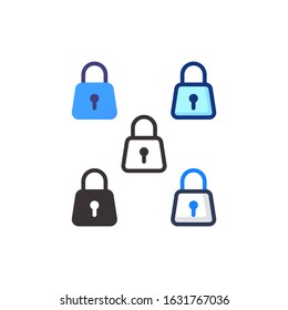 lock icon flat outline glyph interface
