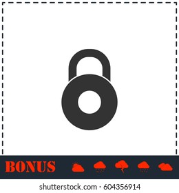 Lock icon flat. Simple vector symbol and bonus icon