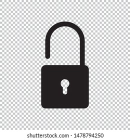 Lock icon flat style isolated on transparent background, Security padlock symbol vector illustration design.