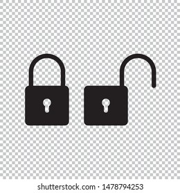 Lock icon flat style isolated on transparent background, Security padlock symbol vector illustration design.