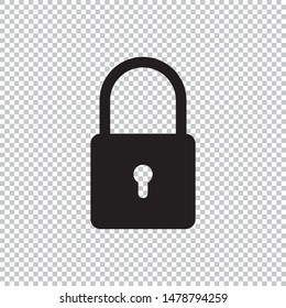 Lock icon flat style isolated on transparent background, Security padlock symbol vector illustration design.