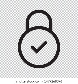 Lock icon flat style isolated on transparent background, Security padlock symbol vector illustration design.