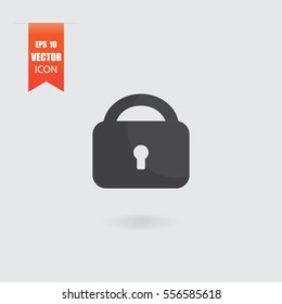 Lock icon in flat style isolated on grey background. For your design, logo. Vector illustration.