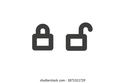 Lock icon in flat style. Security symbol vector illustration. Padlock open an closed.
