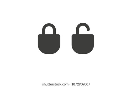 Lock icon in flat style. Security symbol vector illustration. Padlock open an closed.