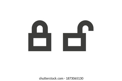 Lock icon in flat style. Security symbol vector illustration. Padlock open an closed.