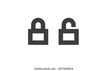 Lock icon in flat style. Security symbol vector illustration. Padlock open an closed.