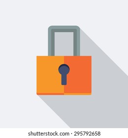 Lock Icon. Flat Vector Icon With Long Shadow Design Collection.