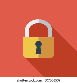 Lock icon. Flat vector related icon with long shadow for web and mobile applications. It can be used as - logo, pictogram, icon, infographic element. Vector Illustration.