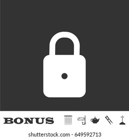 Lock icon flat. White pictogram on black background. Vector illustration symbol and bonus icons