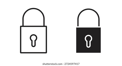 Lock icon glyph and line set thin line symbol concept.