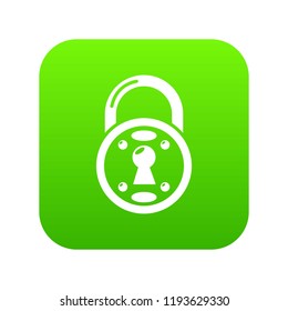 Lock icon green vector isolated on white background