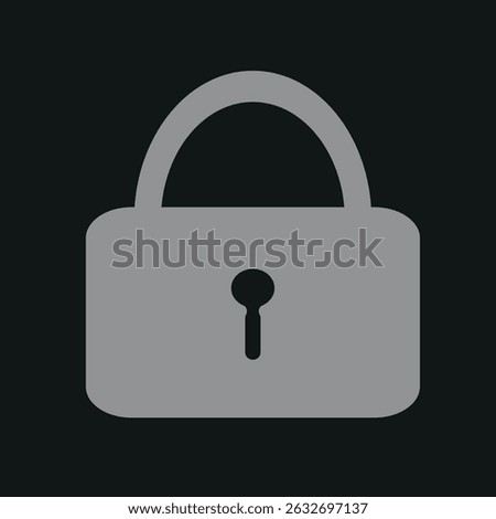  lock icon, grey lock on a black background, symbol of protection, protection of personal data, flat vector illustration, logo