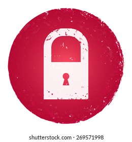 Lock icon. Grunge style stamp.