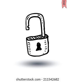lock icon, Hand-drawn vector illustration.